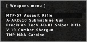 Weapons menu
